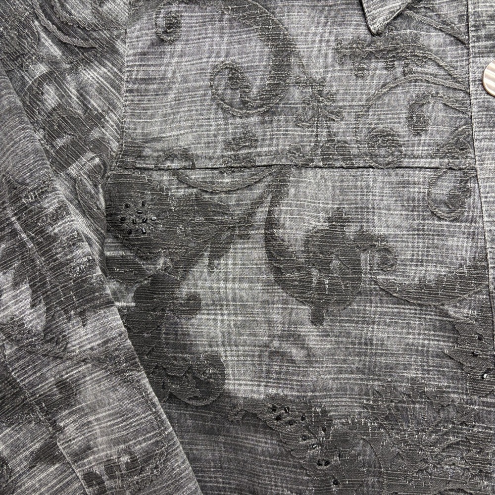 Coldwater Creek Button Jacket Women L Gray Floral Paisley Beaded Velvet Tapestry - Picture 5 of 9